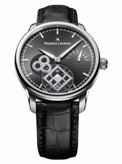 Maurice Lacroix Black Dial Black Leather Men's Automatic Watch MP7158-SS001-301