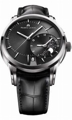 Maurice Lacroix Decentrique GMT Black Dial Black Leather Men's Watch PT6118-SS001-331
