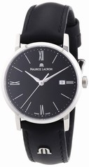 Maurice Lacroix Eliros Date Black Dial Black Leather Strap Unisex Quartz Watch EL1084-SS001-310