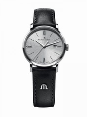 Maurice Lacroix Eliros Date Silver Dial Black Leather Strap Ladies Quartz Watch EL1084-SS001-110