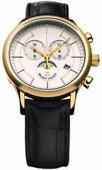 Maurice Lacroix Les Classiques Chronograph Phase de Lune Silver Dial Black Leather Gold Men's Quartz Watch LC1148-PVY01-130