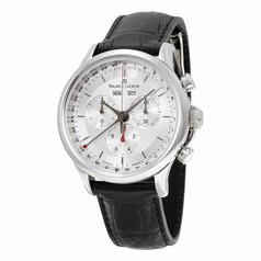 Maurice Lacroix Les Classiques Chronographe Automatique Silver Dial Black Leather Men's Quartz Watch LC1228-SS001-131