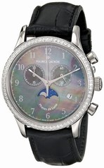 Maurice Lacroix Les Classiques Mother Of Pearl Dial Black Leather Stainless Steel Ladies Quartz Watch LC1087-SD501-360