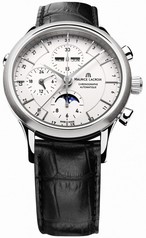 Maurice Lacroix Les Classiques Phase de Lune Automatic Chronograph Silver Dial Black Leather Men's Watch LC6078-SS001-13E