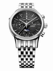 Maurice Lacroix Les Classiques Phase de Lune Chronograph Black Dial Men's Automatic Stainless Steel Watch LC6078-SS002-331