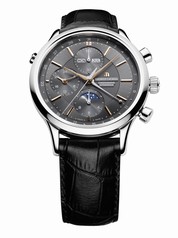 Maurice Lacroix Les Classiques Phase de Lune Chronograph Grey Dial Black Crocodile Leather Men's Automatic Watch LC6078-SS001-331