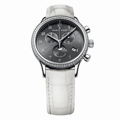 Maurice Lacroix Les Classiques Phase De Lune Grey Dial White Leather Ladies Quartz Watch LC1087-SD501-820