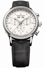 Maurice Lacroix Les Classiques Silver Dial Chronograph Black Leather Men's Watch LC1008-SS001-130