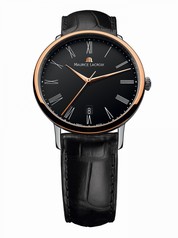 Maurice Lacroix Les Classiques Tradition Black Dial Black Leather Automatic Men's Watch LC6067-PS101-310