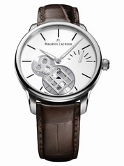 Maurice Lacroix Masterpiece Square Wheel Vintage Silver Dial Brown Crocodile Leather Men's Automatic Watch MP7158-SS001-101