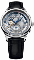 Maurice Lacroix Masterpiece Worldtimer Silver Dial Black Leather Men's Automatic Watch MP6008-SS001-111