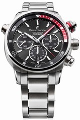 Maurice Lacroix Pontos S Black and Red Dial Chronograph Stainless Steel Men's Watch PT6018-SS002-330