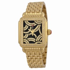 Michele Art of Deco Black Dial Gold-plated Ladies Watch MWW06T000119