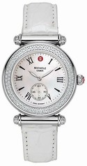 Michele Caber Diamond Mother of Pearl Dial Silver Leather Ladies Watch MWW16A000005
