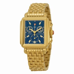 Michele Deco Chronograph Blue Mother of Pearl Dial Gold-plated Ladies Watch MWW06P000221