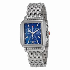 Michele Deco Chronograph Blue Mother of Pearl with .05 ct. Diamond Dial Stainless Steel Bracelet Ladies Watch MWW06P000172