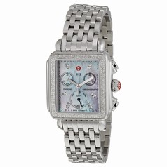 Michele Deco Chronograph Grey Mother of Pearl Dial Stainless Steel Ladies Watch MWW06P000226