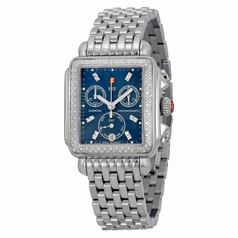 Michele Deco Diamond Chronograph Blue Dial Stainless Steel Ladies Watch MWW06P000219