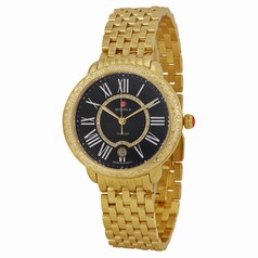 Michele Serein Black Pearl Dial Gold-plated Diamond Ladies Watch MWW21B000051