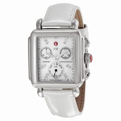 Michele Signature Deco White Mother of Pearl Dial Silver Leather Ladies Watch MWW06P000023
