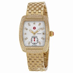 Michele Urban Mini Silver and White Diamond Dial Gold-Plated Stainless Steel Bracelet Ladies Watch MWW02A000565