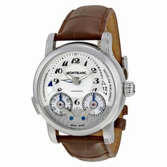 Montblanc Nicolas Rieussec Chronograph Silver Dial Brown Leather Men Watch 104273