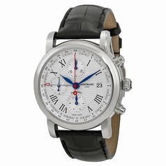 Montblanc Star Chronograph Silver Dial Black Leather Men's Watch 110704