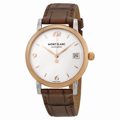 Montblanc Star Classique Automatic Silvery White Dial Brown Leather Watch 111612
