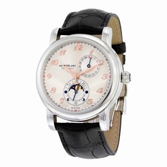 Montblanc Star Traditional Twin Moonphase Automatic Silver Dial Black Leather Men's Watch 113848