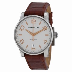 Montblanc Timewalker Automatic Silver Dial Brown Leather Men's Watch 105813
