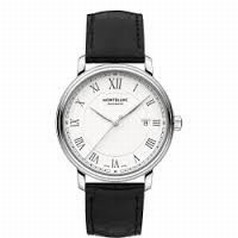 Montblanc Tradition White Dial Automatic Leather Men's Watch 112609