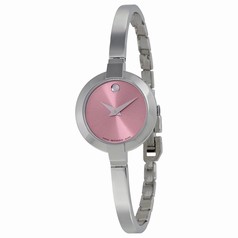 Movado Bela Pink Dial Stainless Steel Bangle Ladies Watch 0606596