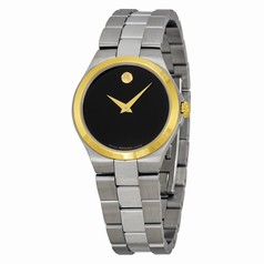 Movado Black Dial Two-Tone Stainless Steel Ladies Watch 0606560