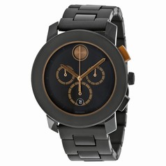 Movado Bold Black Dial Black Stainless Steel Case and Band Men's Quartz Watch 3600271