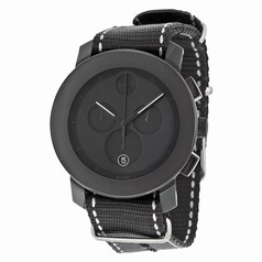 Movado Bold Black Dial Black Woven Nylon Band Black Stainless Steel Case Unisex Quartz Watch 3600308