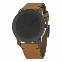 Movado Bold Black Dial Brown Leather Unisex Watch 3600351