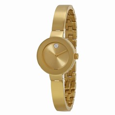 Movado Bold Champagne Sunray Dial Yellow Gold Ion-Plated Stainless Steel Ladies Watch 3600285