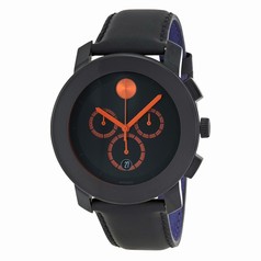 Movado Bold Chronograph Black Dial Black Leather Men's Watch 3600232