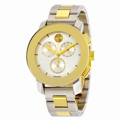 Movado Bold Chronograph Silver Sunray Dial Two- tone Unisex Watch 3600357