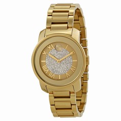 Movado Bold Gold Pave Dial Stainless Steel Ladies Watch 3600255