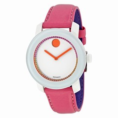 Movado Bold White Dial Pink Leather Ladies Watch 3600216