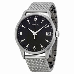 Movado Circa Black Dial Stainless Steel Mesh Watch 0606802