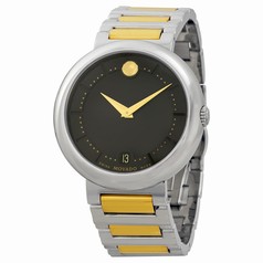 Movado Concerto Black Dial Two-Tone Stainless Steel Bracelet Men's Watch 0606588