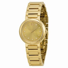 Movado Concerto Gold Soleil Yellow gold-plated Ladies Watch 0606791