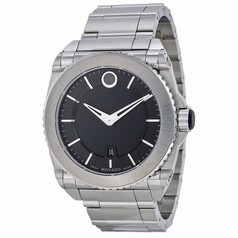 Movado Master Black Dial Titanium Bezel Stainless Steel Men's Watch 0606550