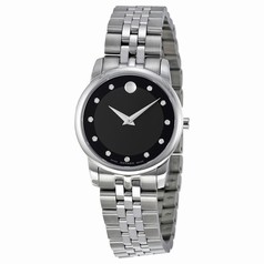 Movado Museum Quartz Black Dial Silver Stainless Steel Ladies Watch 0606858