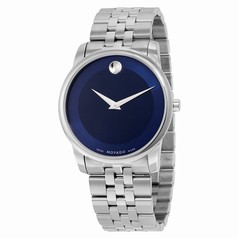 Movado Museum Quartz Metallic Blue Dial Stainless Steel Men's Watch 0606982