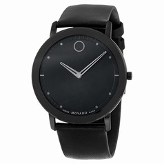 Movado Sapphire Black Dial Black Leather Men's Watch 0606884