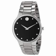 Movado Serio Diamond Black Dial Stainless Steel Men's Watch 0606490