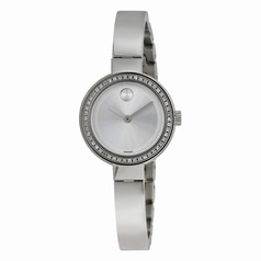 Movado Silver-Toned Sunray Dial Silver Stainless Steel Band and Case Ladies Quartz Watch 3600321